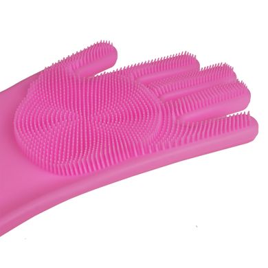 Силиконовые перчатки для мытья посуды розовые (4464)