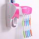 Дозатор для зубной пасты с держателем для щеток, цвет розовый + белый (4425) фото 2 из 4