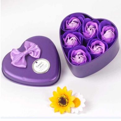 Ароматизированное мыло для ванны Розы с лепестками 6 шт фиолетовый набор (4477)