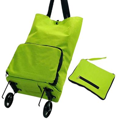 Складная сумка для покупок на колесиках зеленая (4484)