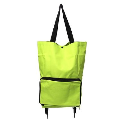 Складная сумка для покупок на колесиках зеленая (4484)